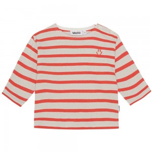 Molo Edarko T Shirts Tops Pojke Shell Red Stripe | SE0001426