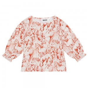 Molo Elina T Shirts Tops Flicka Red Horses | SE0001448