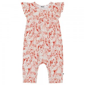 Molo Fifi Bodies Babysuits Flicka Red Horses | SE0001280