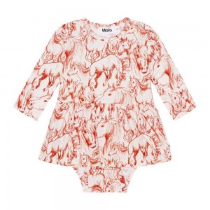 Molo Frances Bodies Babysuits Flicka Red Horses | SE0001279