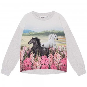 Molo Reniza T Shirts Tops Flicka Meadow Horses | SE0000573