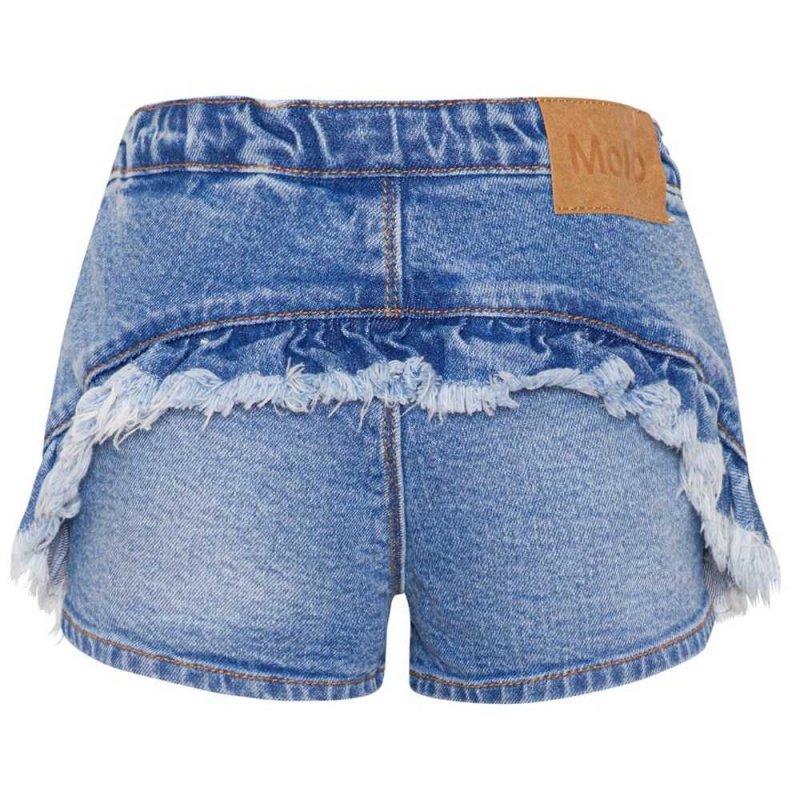 Molo Agnetha Shorts Flicka Washed Denim Blue | SE0000414