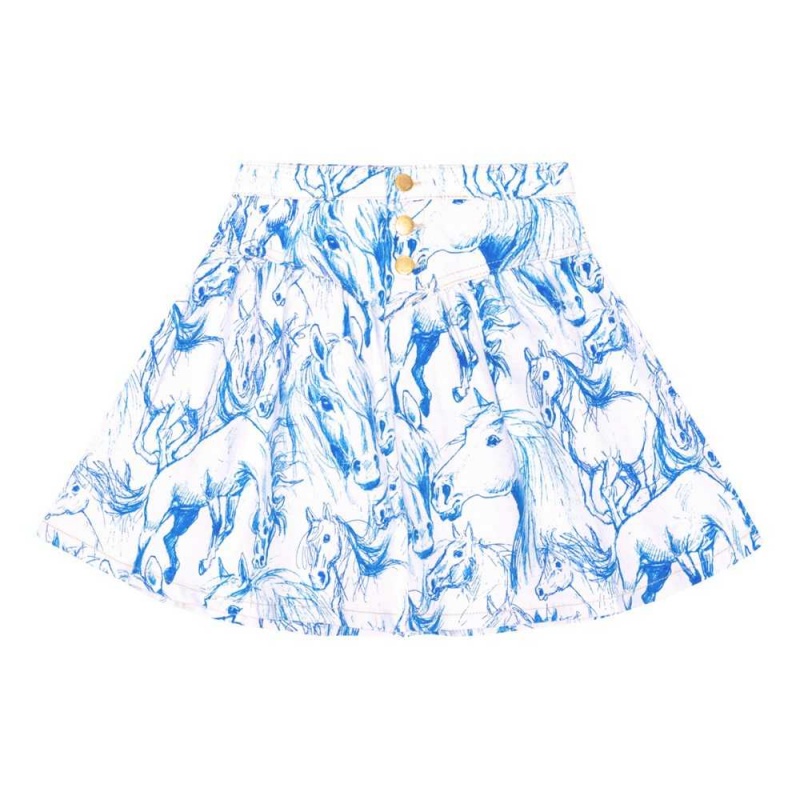 Molo Betsy Kjolar Flicka Blue Horses | SE0000456