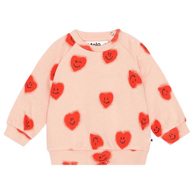 Molo Disc Sweatshirts Cardigans Flicka Red Hearts | SE0001407