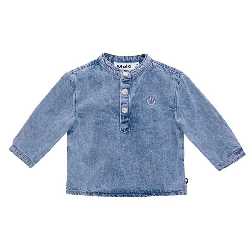 Molo Enoz T Shirts Tops Flicka Bleach Denim | SE0001446