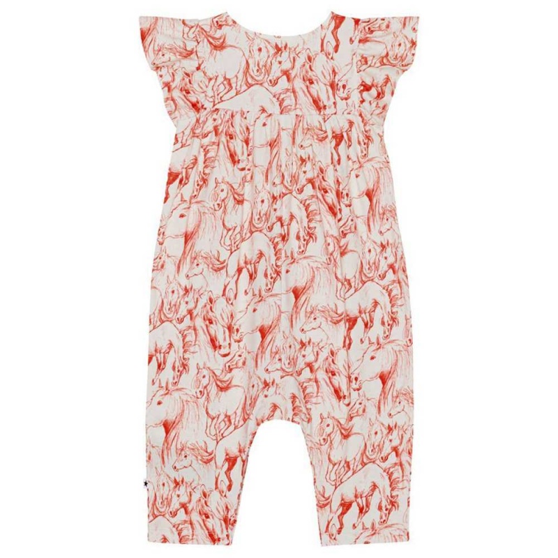 Molo Fifi Bodies Babysuits Flicka Red Horses | SE0001280