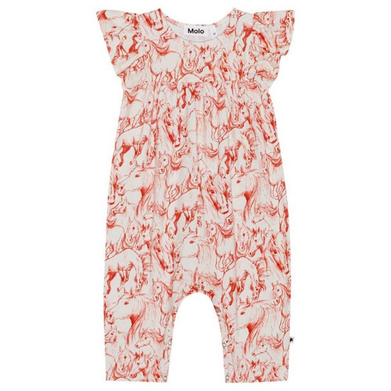 Molo Fifi Bodies Babysuits Flicka Red Horses | SE0001280