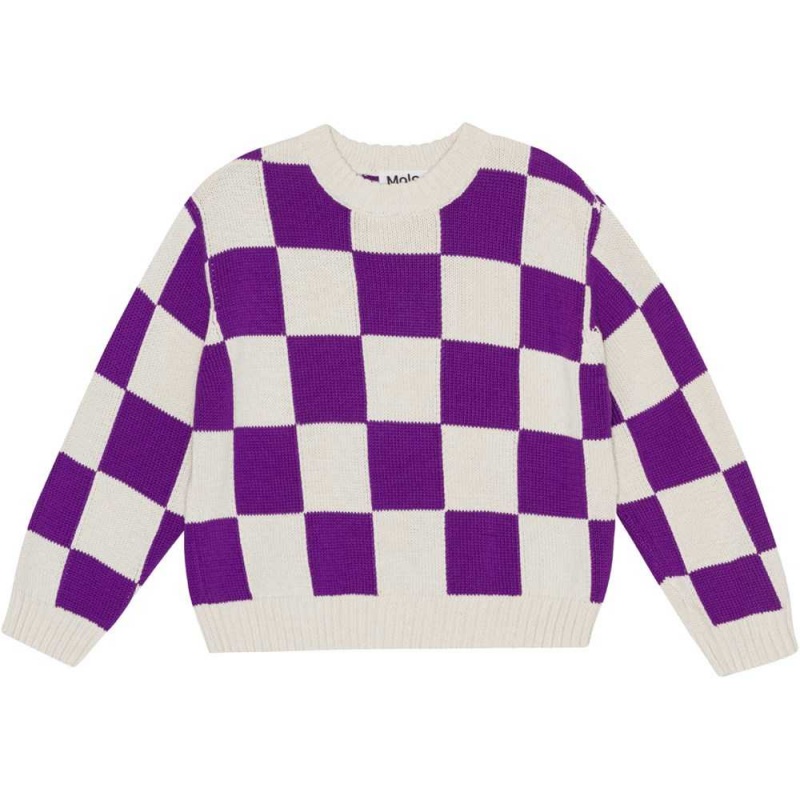 Molo Gertina Sweatshirts Cardigans Flicka Purple Shell Check | SE0000314