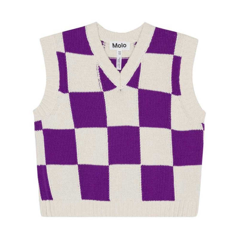 Molo Gitta Sweatshirts Cardigans Flicka Purple Shell Check | SE0000311