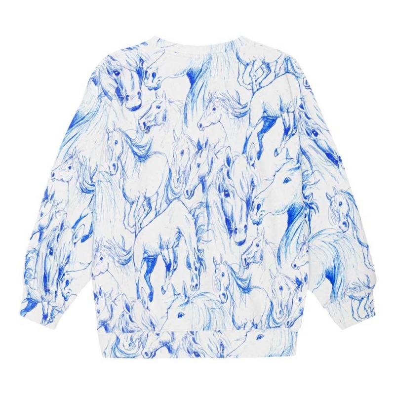 Molo Monti Sweatshirts Cardigans Flicka Blue Horses | SE0000480