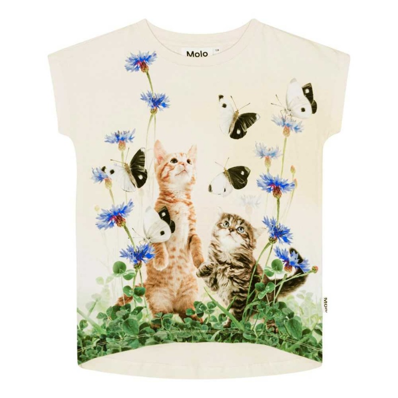 Molo Ragnhilde T Shirts Tops Flicka Yin Yang Kitten | SE0000569