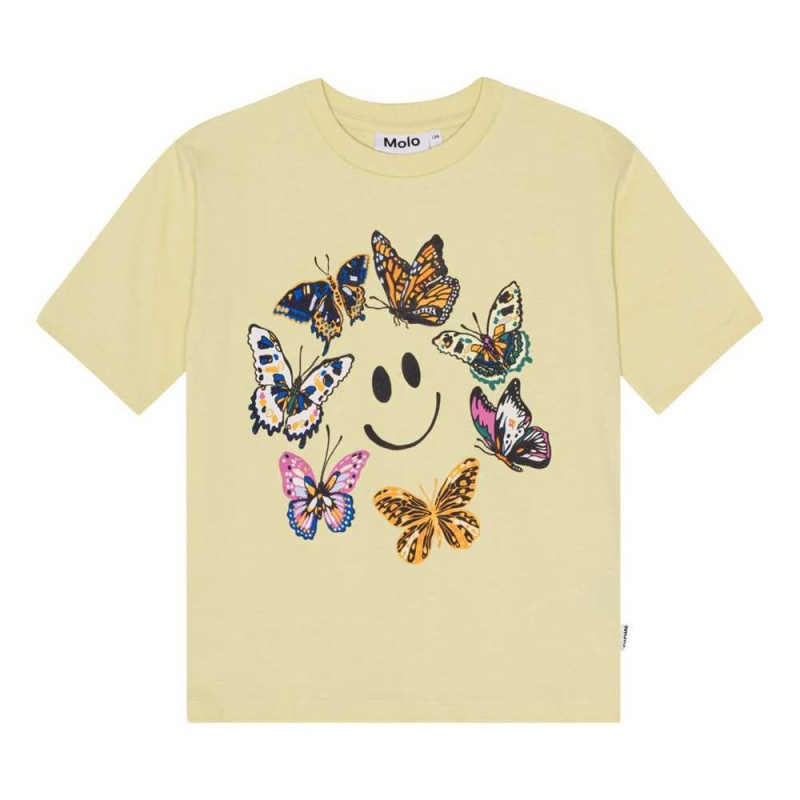 Molo Reen T Shirts Tops Flicka Happy Butterflies | SE0000534