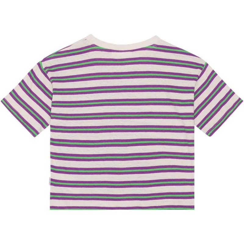 Molo Reinette T Shirts Tops Flicka Purple Green Stripe | SE0000531