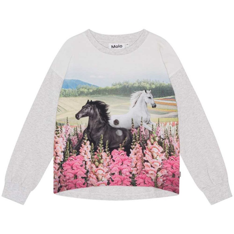 Molo Reniza T Shirts Tops Flicka Meadow Horses | SE0000573